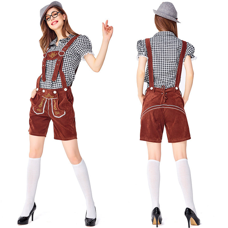 Dahlia - Oktoberfest-Look mit karierten Overalls für Damen