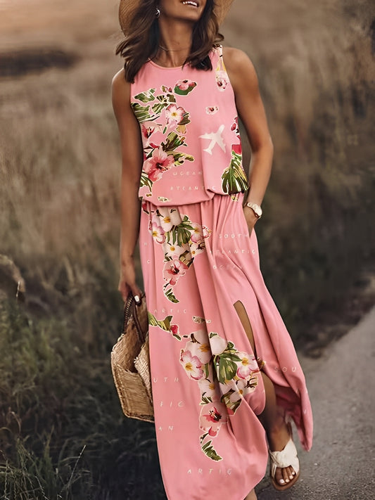 Averill - Sommer-Maxikleid mit geteiltem Saum für Damen