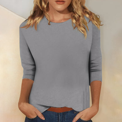 Katherina - Bequemes Damen-Shirt mit langen Ärmeln und Rundhals