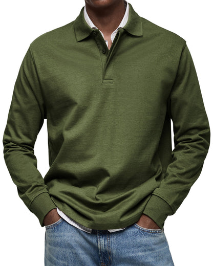 Dewey - Herren Langarm-Poloshirt, einfach gehalten