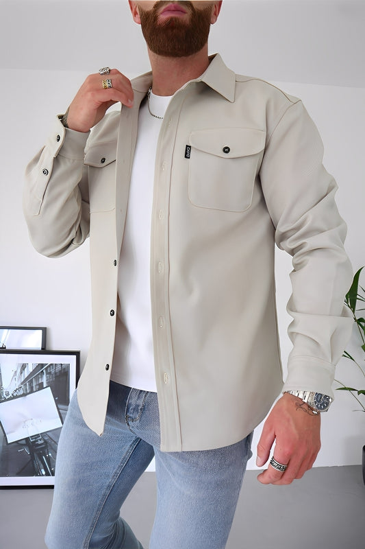 David - Lockeres Herrenhemd mit Taschen