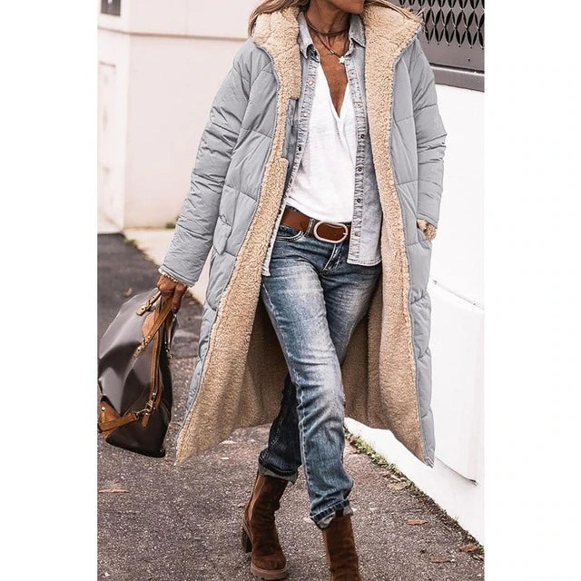 Ariadna - Lange umdrehbare Winterjacke für Damen