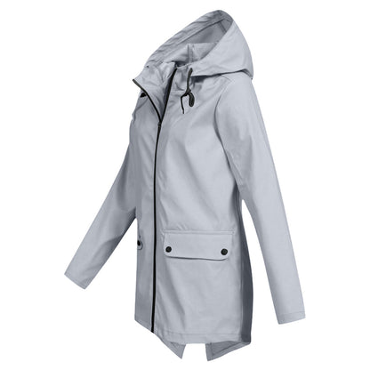 Aredhel - Damen Regenmantel mit Kapuze und Länge
