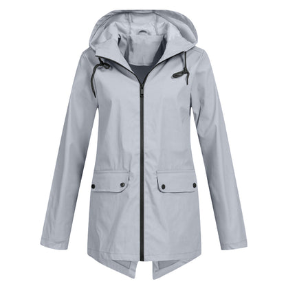 Aredhel - Damen Regenmantel mit Kapuze und Länge