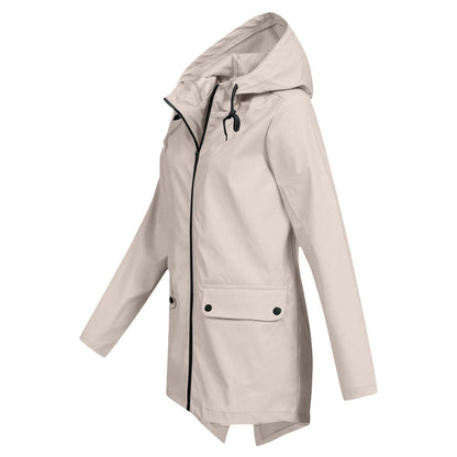 Aredhel - Damen Regenmantel mit Kapuze und Länge
