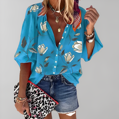 Alaina - Stilvolle Sommerbluse mit Blumenmuster für Damen