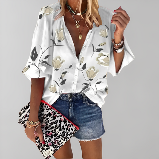 Alaina - Stilvolle Sommerbluse mit Blumenmuster für Damen