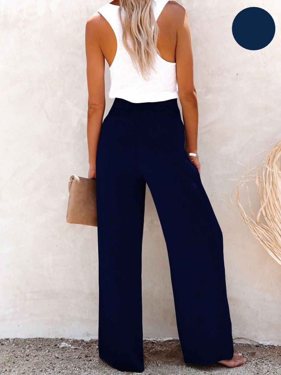 Sophia – Hohe Baumwoll- & Leinenhose