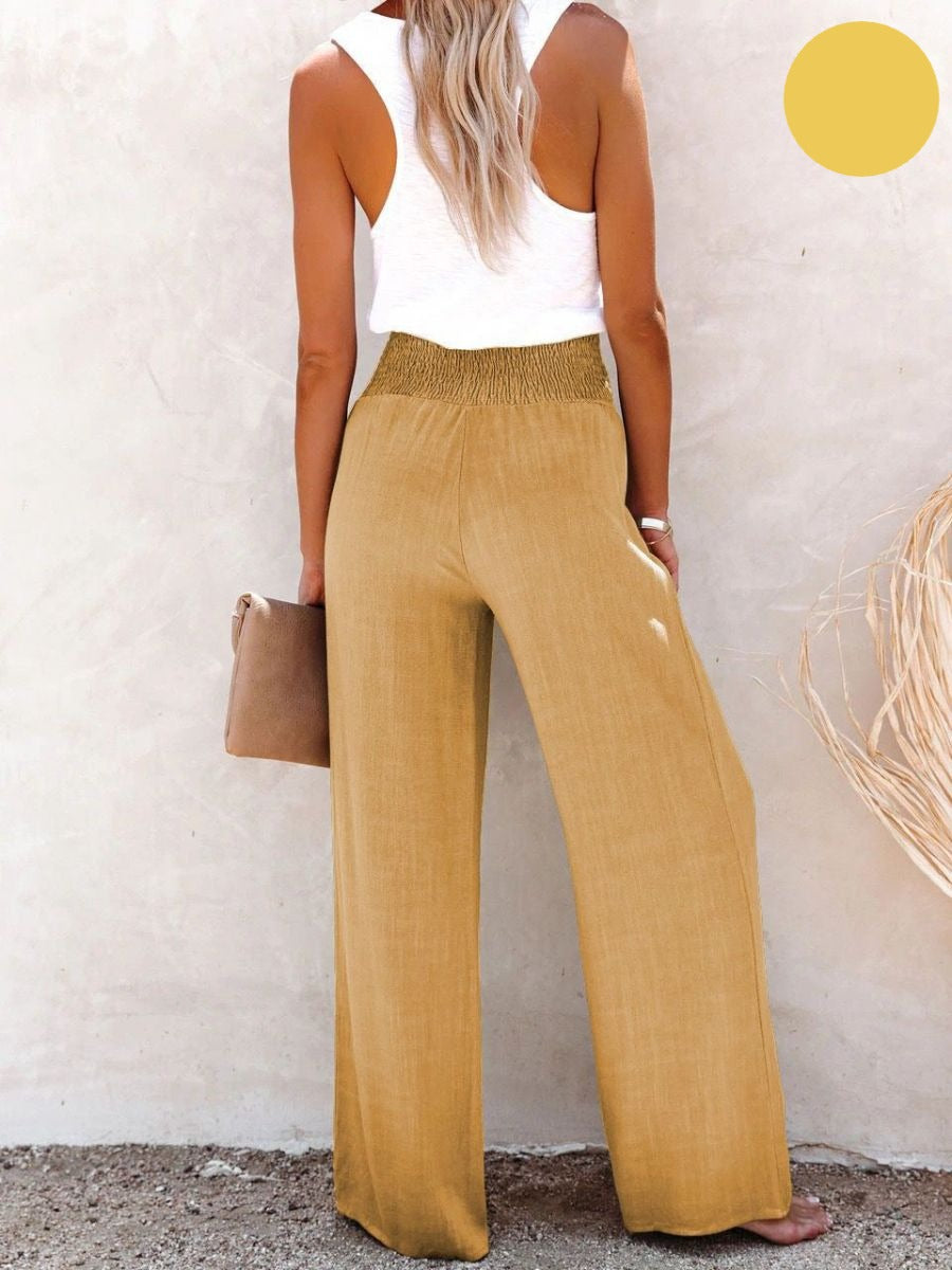 Sophia – Hohe Baumwoll- & Leinenhose