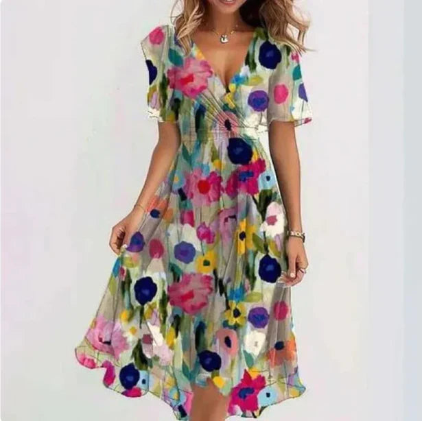 Circe - Schickes Sexy V-Ausschnitt Sommerkleid