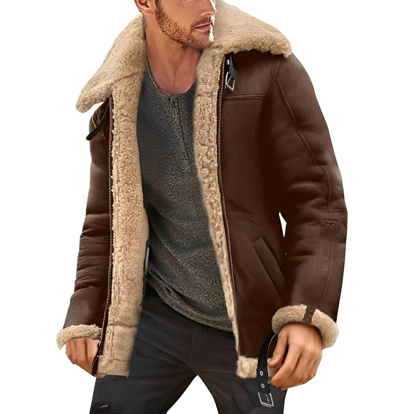 Brendon - Robuste und dicke Lederjacke für Herren