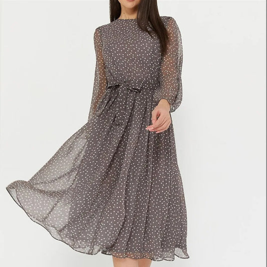 Branda - Langes Spitzenkleid mit Polka-Dots für Damen