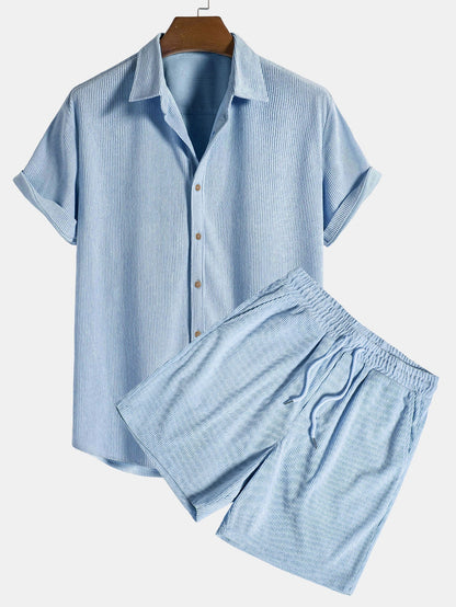 Klaus – Set aus kurzem Hemd und Shorts mit Struktur