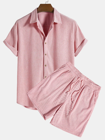 Klaus – Set aus kurzem Hemd und Shorts mit Struktur