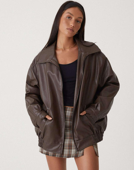 Sophia – Legere Oversize-Jacke aus Leder für den Alltag